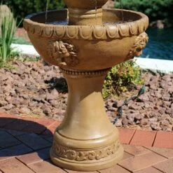 Sunnydaze Decor Sunnydaze 41"H Electric Fiberglass and Resin 2-Tier Lion Head Outdoor Water Fountain -Cheap Garden Decor Store unnamed file 13402