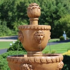 Sunnydaze Decor Sunnydaze 41"H Electric Fiberglass and Resin 2-Tier Lion Head Outdoor Water Fountain -Cheap Garden Decor Store unnamed file 13403