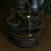 Sunnydaze Decor Sunnydaze 23"H Electric Polyresin Cozy Farmhouse Pump and Tiered Barrels Outdoor Water Fountain with LED Lights