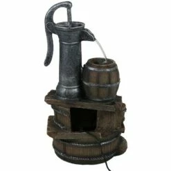 Sunnydaze Decor Sunnydaze 23"H Electric Polyresin Cozy Farmhouse Pump and Tiered Barrels Outdoor Water Fountain with LED Lights -Cheap Garden Decor Store unnamed file 13425
