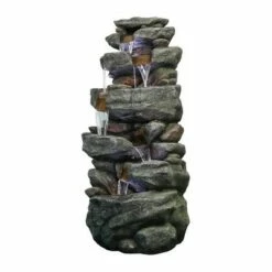 Watnature 40.55" 6-Tiers Cascading Waterfall Fountain with LED Lights Gray -Cheap Garden Decor Store unnamed file 13441