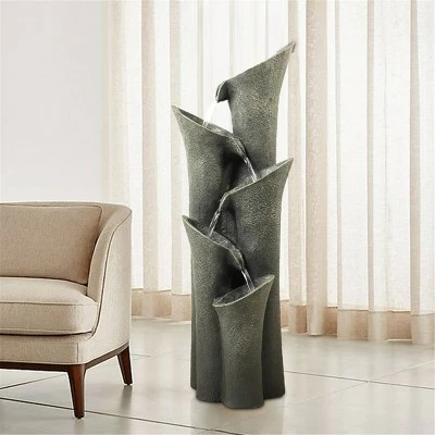 Watnature 39.5" 5-Tier Faux Stone with LED Light Floor Fountain Gray 5 Watnature 39.5" 5-Tier Faux Stone with LED Light Floor Fountain Gray - Image 3