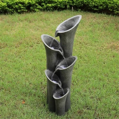 Watnature 39.5" 5-Tier Faux Stone with LED Light Floor Fountain Gray 7 Watnature 39.5" 5-Tier Faux Stone with LED Light Floor Fountain Gray - Image 5