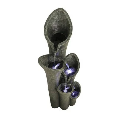 Watnature 39.5" 5-Tier Faux Stone with LED Light Floor Fountain Gray 10 Watnature 39.5" 5-Tier Faux Stone with LED Light Floor Fountain Gray - Image 8