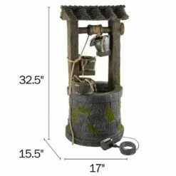 Nature Spring 4-Tier Wishing Well Outdoor Fountain With Cascading Waterfall - 32.5"