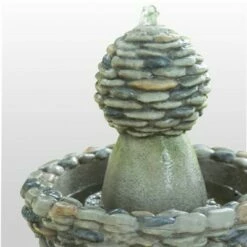 36.5" Stone 3-Tier Pedestal Outdoor Floor Fountain - Gray - Teamson Home