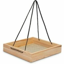 Farmlyn Creek Hanging Wooden Bird Feeder for Patio, Garden, Yard (12 x 12 x 2.2 in)