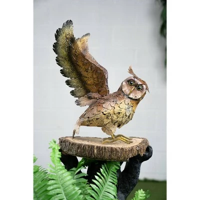 HI-LINE GIFT LTD 19" Metal Owl with Wings Out Outdoor Statue Brown - Hi-Line Gift 2 HI-LINE GIFT LTD 19" Metal Owl with Wings Out Outdoor Statue Brown - Hi-Line Gift - Image 2