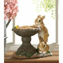 Zingz & Thingz Zingz & Thingz 10.5" Polyresin Playful Bunnies Bird Feeder Brown -Cheap Garden Decor Store unnamed file 13510