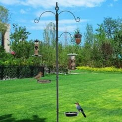 Costway Bird Feeding Station Kit Wild Bird Feeder Planter Hanger w/Mesh Tray & Bird Bath