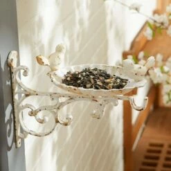 Zingz & Thingz Zingz & Thingz 8.5" Cast Iron Wall Mounted Bird Feeder Brown/White -Cheap Garden Decor Store unnamed file 13580