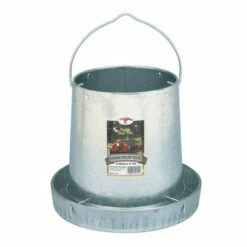Miller Manufacturing Company Miller 12 Pound Galvanized Hanging Poultry Feeder Dispenser Container with Feed Saver Ring and Easy Carrying Handle for Chickens and Birds, Steel
