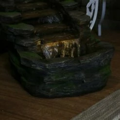 Sunnydaze Decor Sunnydaze 14"H Electric Polyresin Shale Falls Outdoor Water Fountain with LED Lights