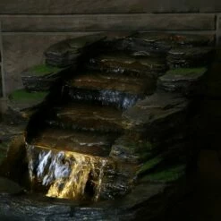 Sunnydaze Decor Sunnydaze 14"H Electric Polyresin Shale Falls Outdoor Water Fountain with LED Lights -Cheap Garden Decor Store unnamed file 13644