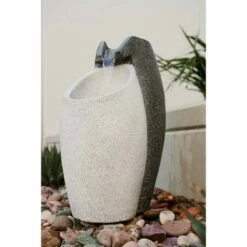 24.8" Modern Indoor/Outdoor Floor Waterfall Fountain with LED Light - Gray/Black - XBrand -Cheap Garden Decor Store unnamed file 13670