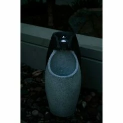 24.8" Modern Indoor/Outdoor Floor Waterfall Fountain with LED Light - Gray/Black - XBrand -Cheap Garden Decor Store unnamed file 13672