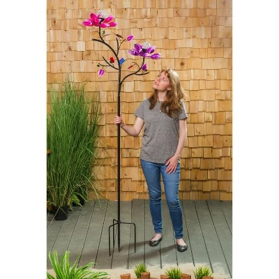 Evergreen 92"H Solar Wind Spinner, Spinning Flowers 4 Evergreen 92"H Solar Wind Spinner, Spinning Flowers - Image 2