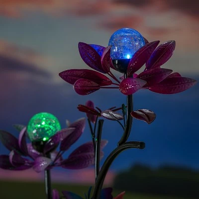 Evergreen 92"H Solar Wind Spinner, Spinning Flowers 6 Evergreen 92"H Solar Wind Spinner, Spinning Flowers - Image 4