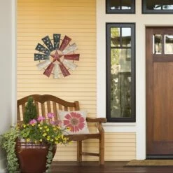 Alpine Corporation Alpine Patriotic Windmill Metal Wall Decor