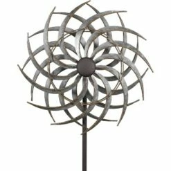 58" Iron Galvanized Windmill Garden Stake Gray - Alpine Corporation