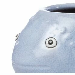 7.75" Handmade Glazed Ceramic Placid Fish Statue Gray - Alfresco Home LLC