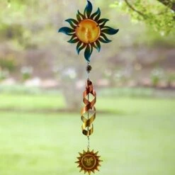 The Lakeside Collection Lakeside Celestial Iron and Glass Hanging Wind Spinner for Outdoors -Cheap Garden Decor Store unnamed file 13767