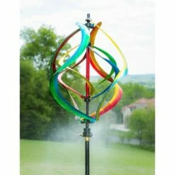 Evergreen 89"H Misting Wind Spinner, Multicolor Helix- Fade and Weather Resistant Outdoor Decor for Homes, Yards and Gardens
