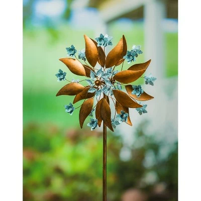 Evergreen 75"H Wind Spinner, Copper and Blue Patina Blossom- Fade and Weather Resistant Outdoor Decor for Homes, Yards and Gardens 2 Evergreen 75"H Wind Spinner, Copper and Blue Patina Blossom- Fade and Weather Resistant Outdoor Decor for Homes, Yards and Gardens