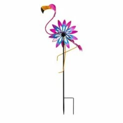 Evergreen Outdoor Garden Flamingo Wind Spinner