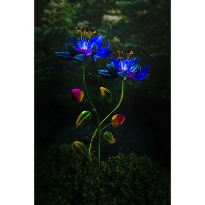 Evergreen 47"H Spinning Blue Flower Wind Spinner Garden Stake 1 Evergreen 47"H Spinning Blue Flower Wind Spinner Garden Stake
