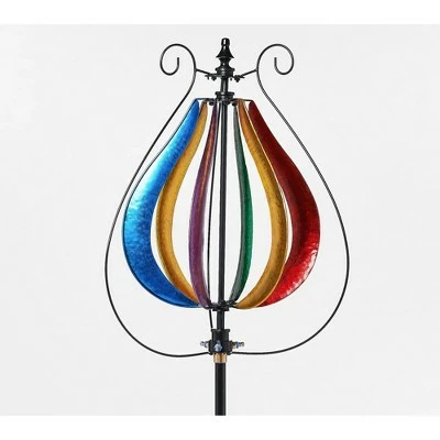 Evergreen 89-inch Multi-Colored Outdoor Safe Kinetic Hydro Spinner Lawn Watering Garden Stake 3 Evergreen 89-inch Multi-Colored Outdoor Safe Kinetic Hydro Spinner Lawn Watering Garden Stake - Image 2