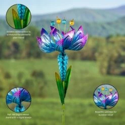 Evergreen 38.5"H Wind Spinner Flower Garden Stake, Blue -Cheap Garden Decor Store unnamed file 13833