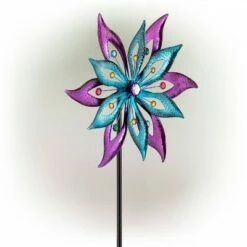 Alpine Corporation 64" Jeweled Colorful Metal Dual Floral Wind Spinner Garden Stake Aqua/Purple -Cheap Garden Decor Store unnamed file 13838