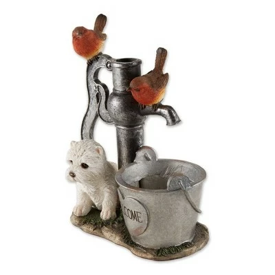 Zingz & Thingz Zingz & Thingz 12.25" Polyresin Little Pup and Water Pump Statue 2 Zingz & Thingz Zingz & Thingz 12.25" Polyresin Little Pup and Water Pump Statue