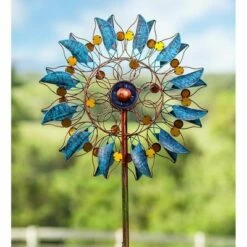 Wind & Weather Verdigris Leaf Solar-Lighted Metal Wind Spinner