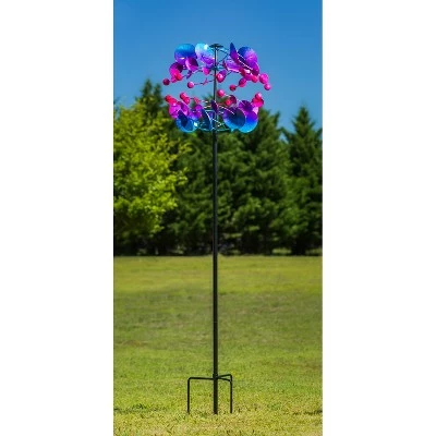Evergreen 74.75"H Wind Spinner, Blue Purple Pink Ombre 3 Evergreen 74.75"H Wind Spinner, Blue Purple Pink Ombre
