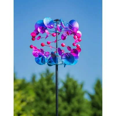 Evergreen 74.75"H Wind Spinner, Blue Purple Pink Ombre 4 Evergreen 74.75"H Wind Spinner, Blue Purple Pink Ombre - Image 2