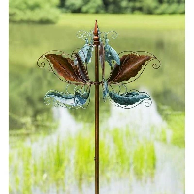 Wind & Weather Ornate Blue and Bronze Leaves Wind Spinner 2 Wind & Weather Ornate Blue and Bronze Leaves Wind Spinner