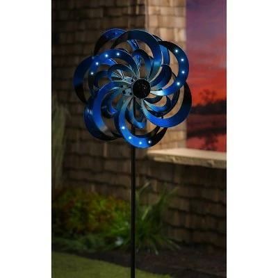 Evergreen 75"H Solar Wind Spinner, Blue Waves 3 Evergreen 75"H Solar Wind Spinner, Blue Waves