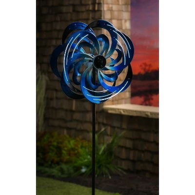 Evergreen 75"H Solar Wind Spinner, Blue Waves 5 Evergreen 75"H Solar Wind Spinner, Blue Waves - Image 3