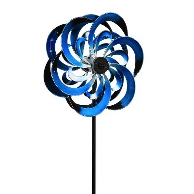 Evergreen 75"H Solar Wind Spinner, Blue Waves 7 Evergreen 75"H Solar Wind Spinner, Blue Waves - Image 5