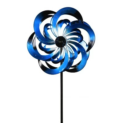 Evergreen 75"H Solar Wind Spinner, Blue Waves 8 Evergreen 75"H Solar Wind Spinner, Blue Waves - Image 6