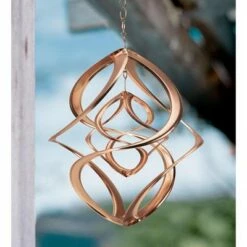 Wind & Weather Copper-Plated Dual Spiral Hanging Metal Wind Spinner