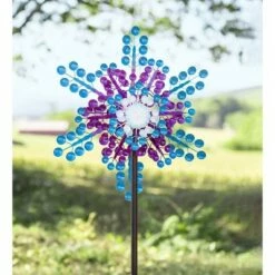 Wind & Weather Colored Discs Metal Snowflake-Inspired Wind Spinner