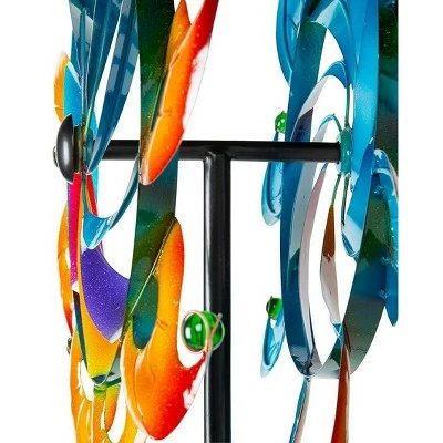 Wind & Weather Colorful Waves Metal Wind Spinner With Glass Balls 3 Wind & Weather Colorful Waves Metal Wind Spinner With Glass Balls - Image 2