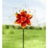 Wind & Weather Metal Autumn Leaves Wind Spinner With Abstract Flower Form