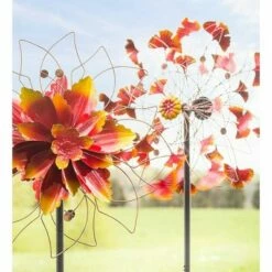 Wind & Weather Metal Autumn Leaves Wind Spinner With Abstract Flower Form -Cheap Garden Decor Store unnamed file 13949