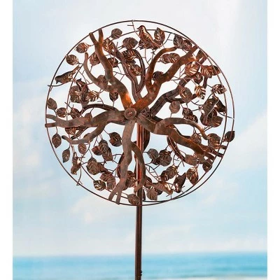 Wind & Weather Copper-Colored Tree of Life Metal Wind Spinner 8 Wind & Weather Copper-Colored Tree of Life Metal Wind Spinner - Image 6
