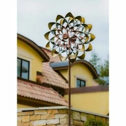 Evergreen 75"H Wind Spinner, Copper and Gold Flower -Cheap Garden Decor Store unnamed file 13977
