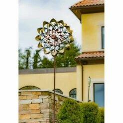 Evergreen 75"H Wind Spinner, Copper and Gold Flower -Cheap Garden Decor Store unnamed file 13978